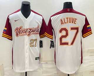Men%27s Venezuela Baseball #27 Jose Altuve Number 2023 White World Baseball Classic Stitched Jersey